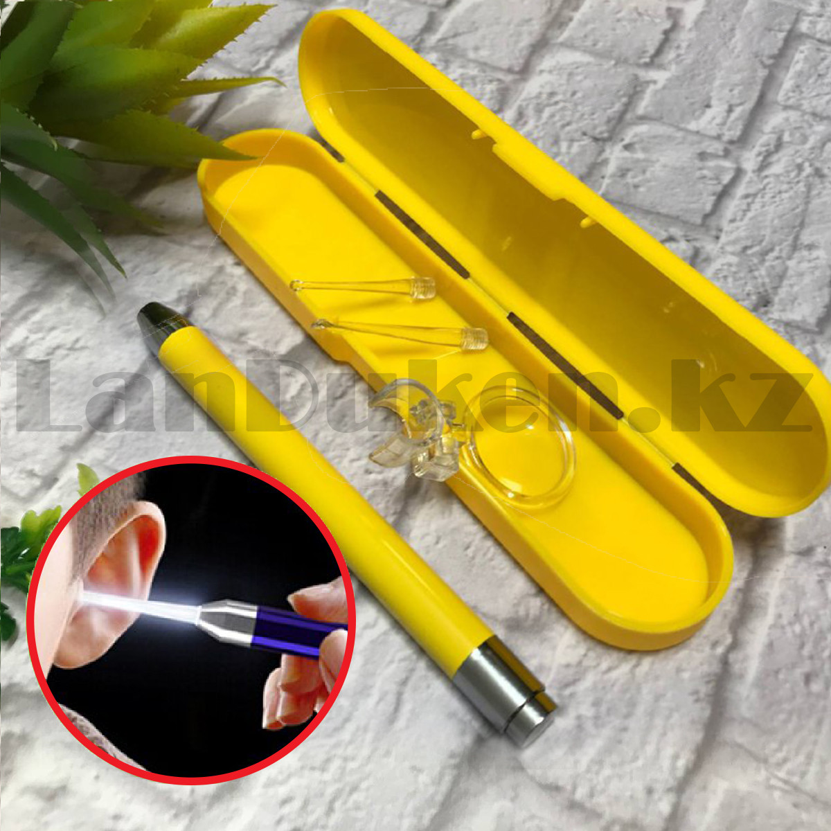 Набор для чистки ушей с подсветкой желтый