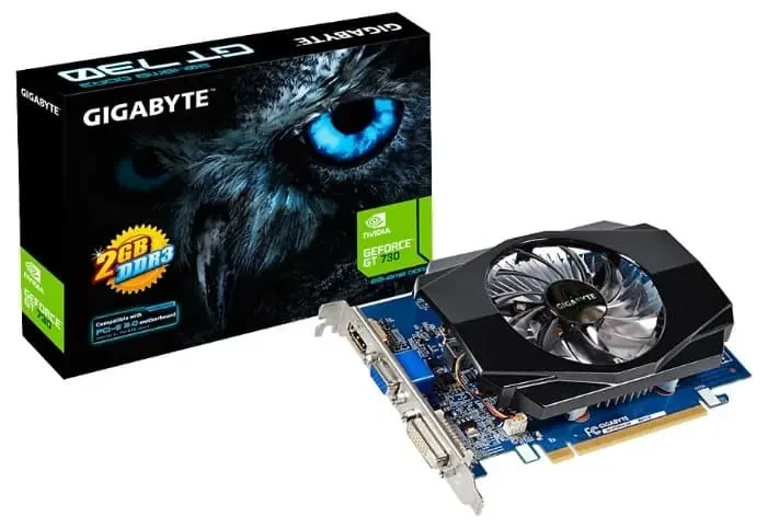 PCI-E 2048Mb GeForce GT730, Gigabyte GT 730, 700MHz/1600MHz, 128-bit,GDDR3,SPU 96,VGA,DVI,HDMI