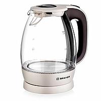 Чайник BRAYER BR1045BN, 1,8 л, 2200 Вт, закрытый нагревательный элемент, стекло, бежевый1