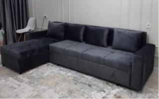 Divan Shanhay диван угловой Модерн, обивка микровелюр, 80х300х70 см, темно-серый