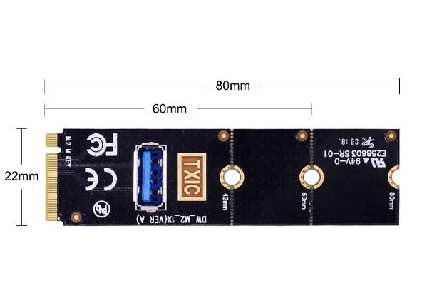Конвертер NGFF M.2 на USB 3.0 для Riser/Райзер PCI-E x16