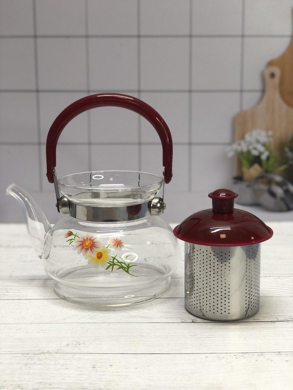 Заварочный стеклянный чайник для чая и кофе 700 ml (Cofee and tea), заварной чайник, чайник для плиты