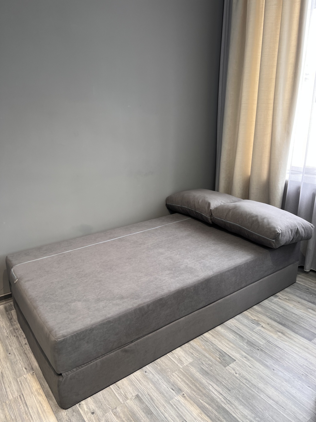 PRESTIGE MEBEL бескаркасный диван Престиж, обивка ткань, 80х220х120 см, серый