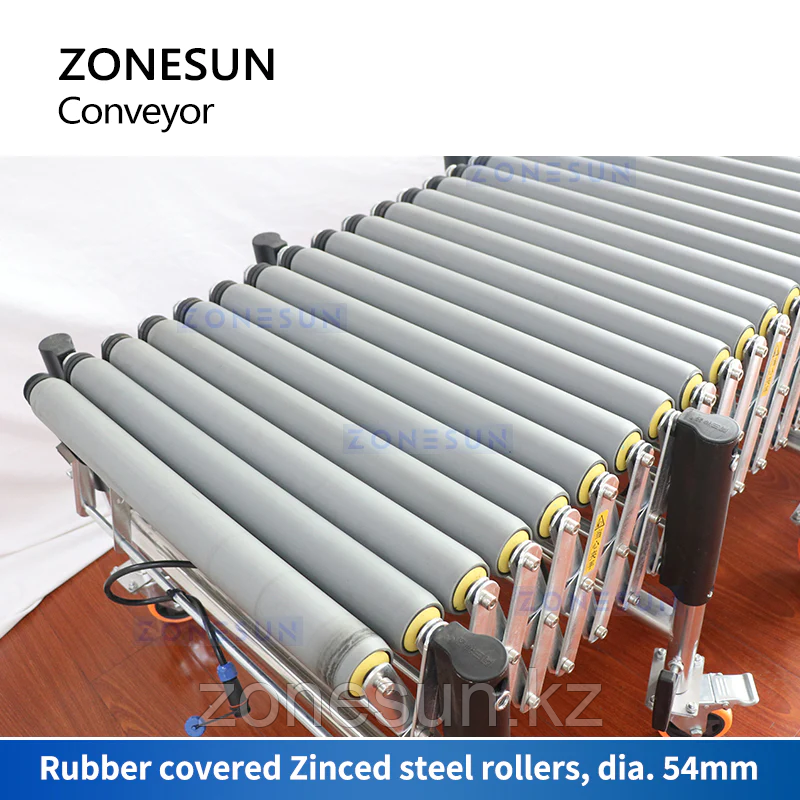 ZONESUN ZS-FCR600 ГИБКИЙ ВЫДВИЖНОЙ РОЛИКОВЫЙ КЛИНОВОЙ КОНВЕЙЕР С РЕЗИНОВЫМ ПОКРЫТИЕМ