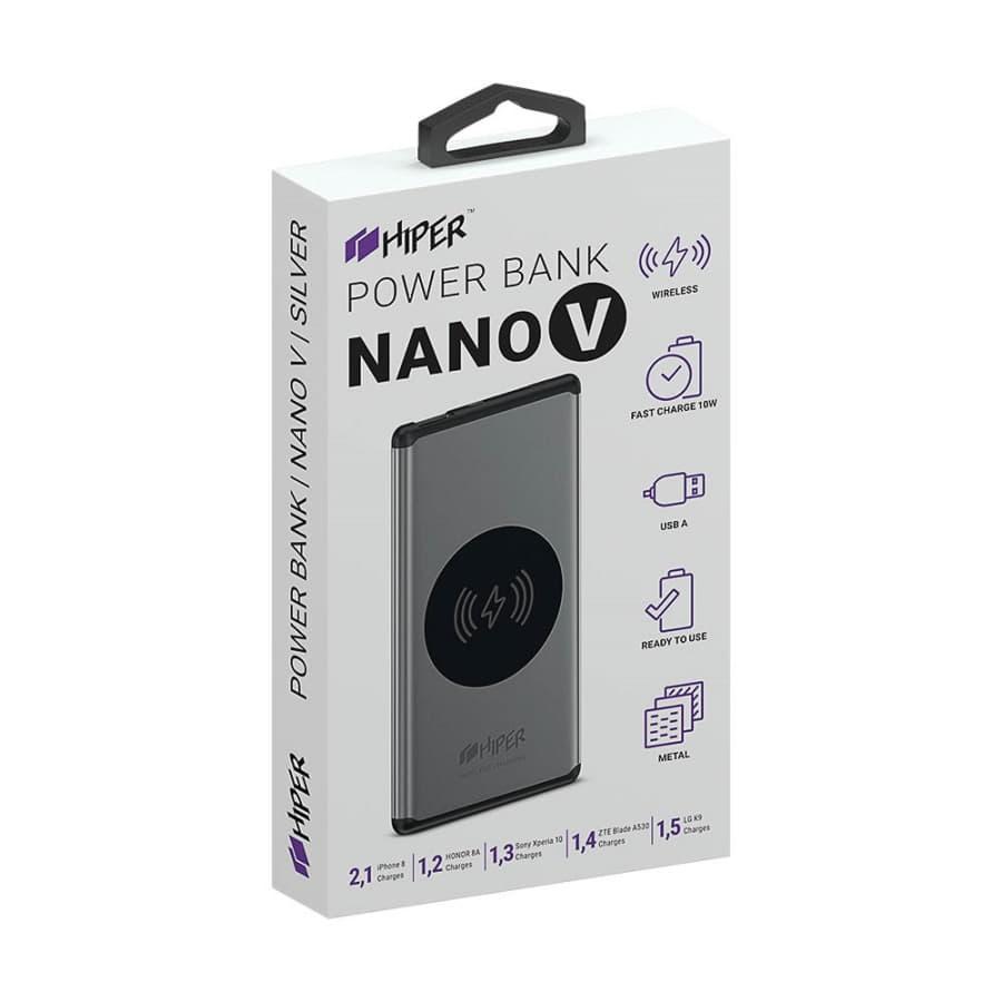 Универсальный аккумулятор NANO V Space Gray 5000 мАч, с беспроводной зарядкой в алюминиевом корпусе, Серый, -,