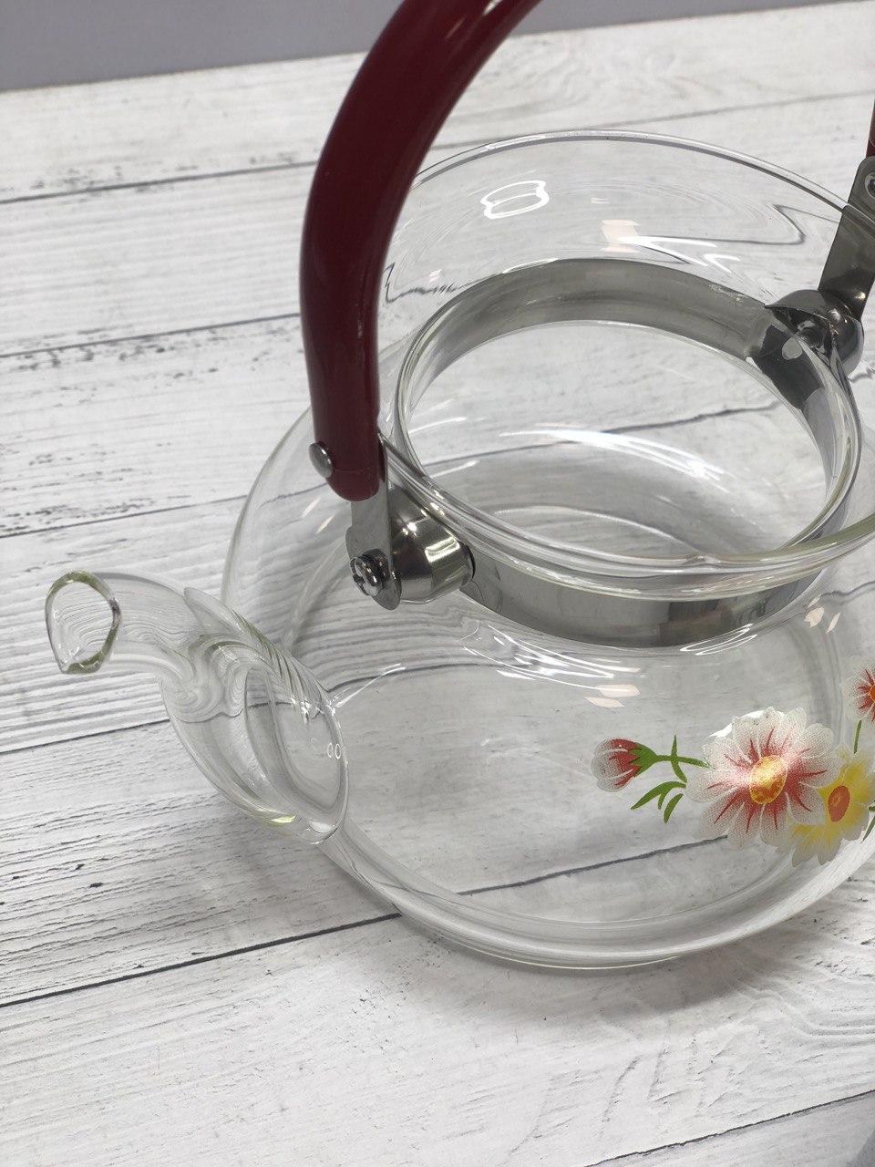 Заварочный стеклянный чайник для чая и кофе 700 ml (Cofee and tea), заварной чайник, чайник для плиты
