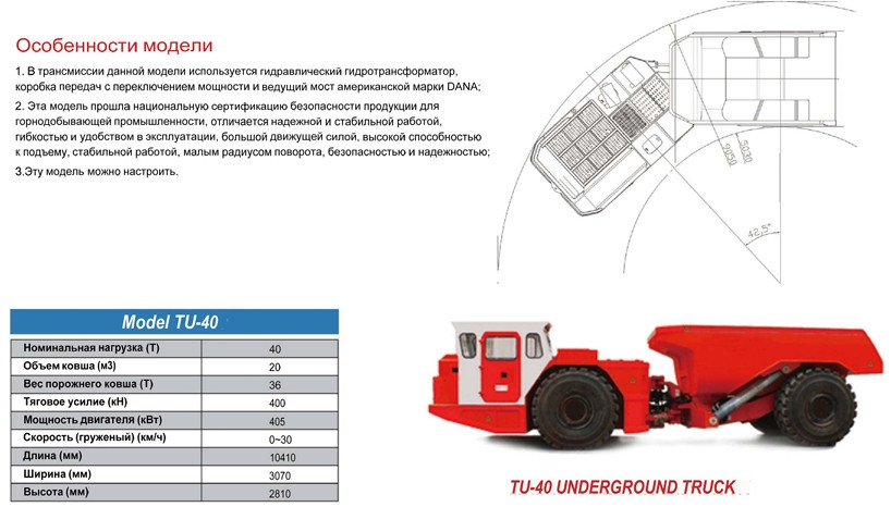 Подземный шахтный самосвал TU-40