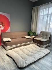 PRESTIGE MEBEL диван прямой Perinka, обивка велюр, 80х200х90 см, коричневый, бежевый1