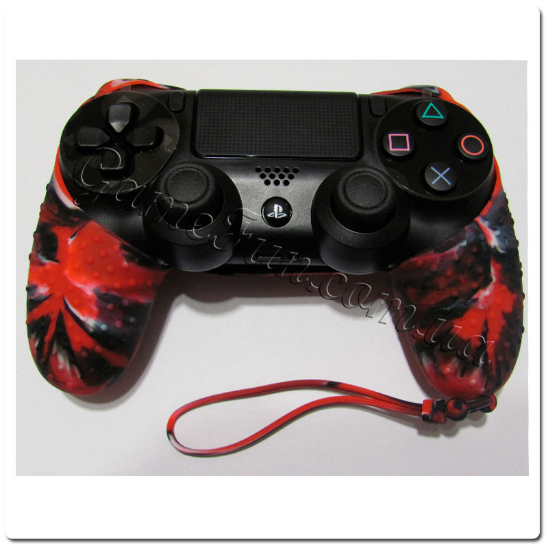 Силиконовый чехол для джойстика PS4 (Камуфляж)с ремешком