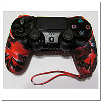 Силиконовый чехол для джойстика PS4 (Камуфляж)с ремешком3