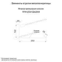 Металл Профиль Планка примыкания нижняя 250х122х2000 (ПЭ-01-5005-0.45)1