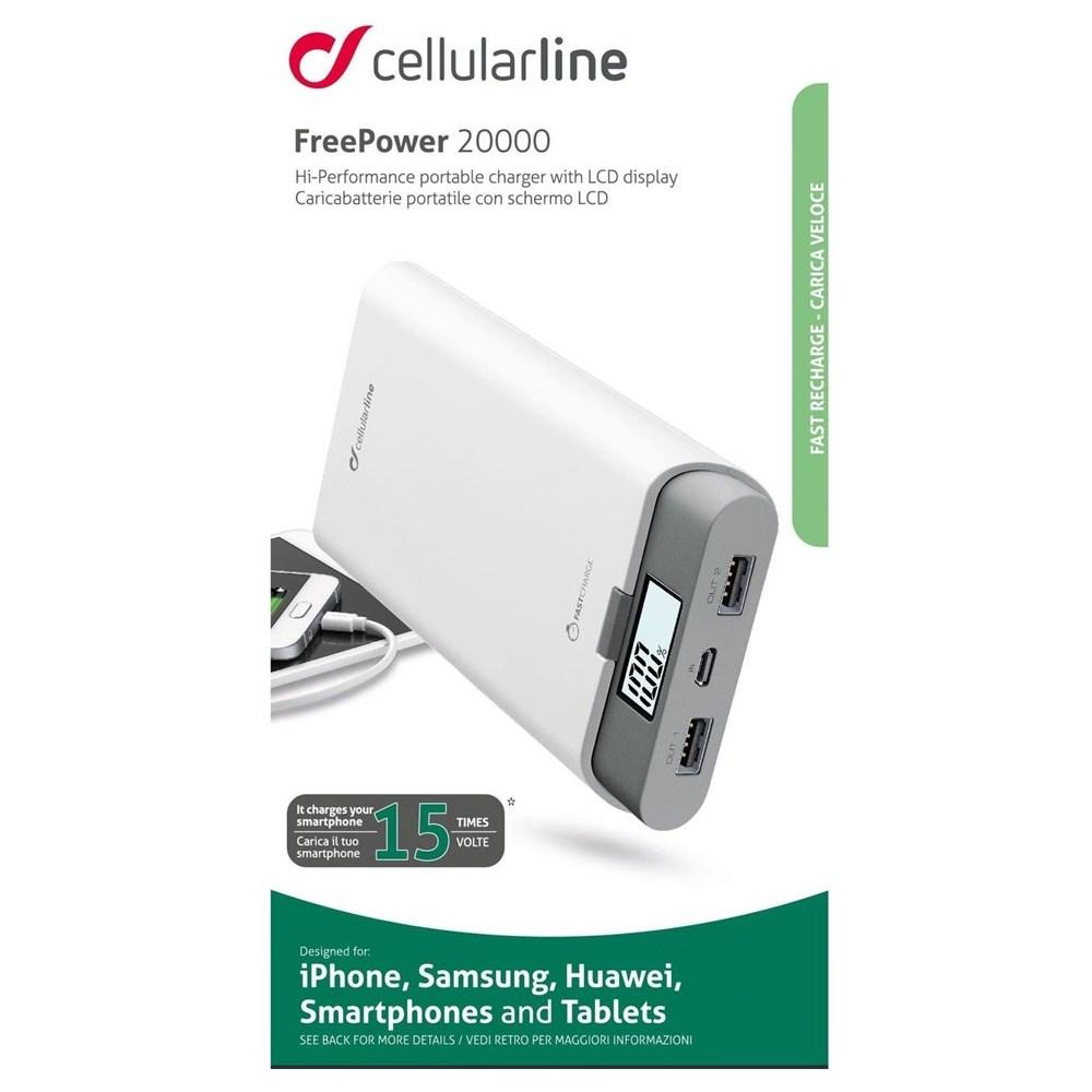 Cellular Line Power Bank 20000mAh White - FREEPOWER 20000