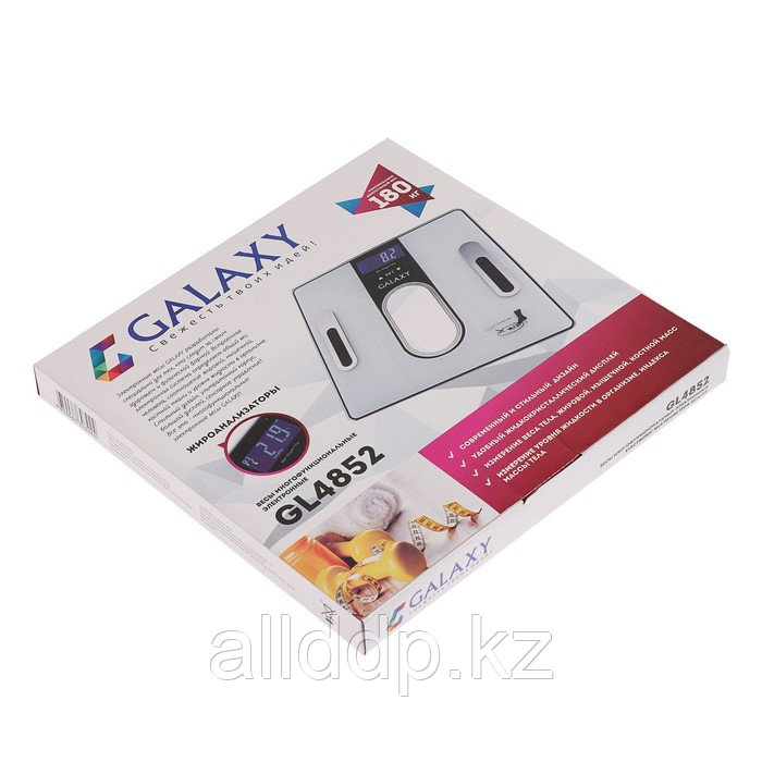 Весы напольные Galaxy GL 4852, диагностические, до 180 кг, 2хААА, стекло, белые