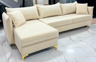 OMR диван угловой Omar Corner, обивка велюр, 80х280х85 см, бежевый4