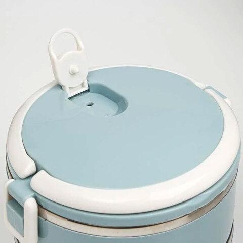 Термос многоярусный для домашних обедов Lunch Box Smile KM-212x (Коралловый / 3 секции)