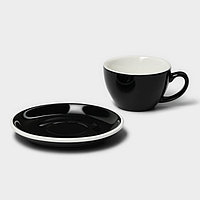 Кофейная пара фарфоровая Magistro Coffee time, 2 предмета: чашка 200 мл, блюдце d=14,5 см, цвет чёрн ...3