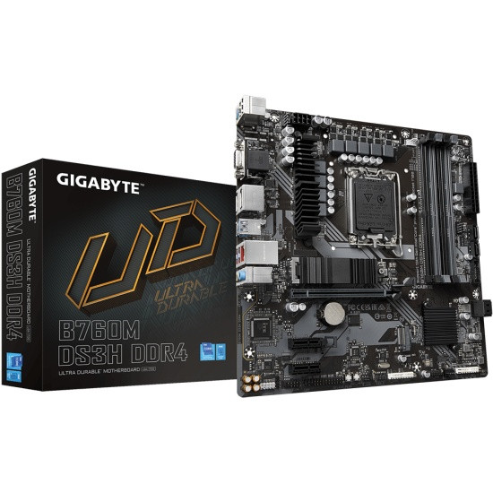 gigabyte Сист.плата Gigabyte B760M DS3H DDR4 1.0, B760, 1700, 4xDIMM DDR4, PCI-E x16, 2xPCI-E