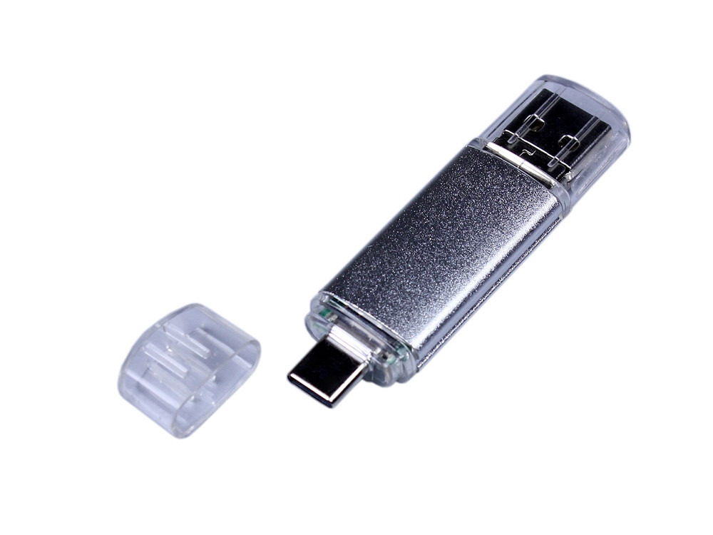 USB 3.0/micro USB/Type-C- флешка на 32 Гб, серебристый