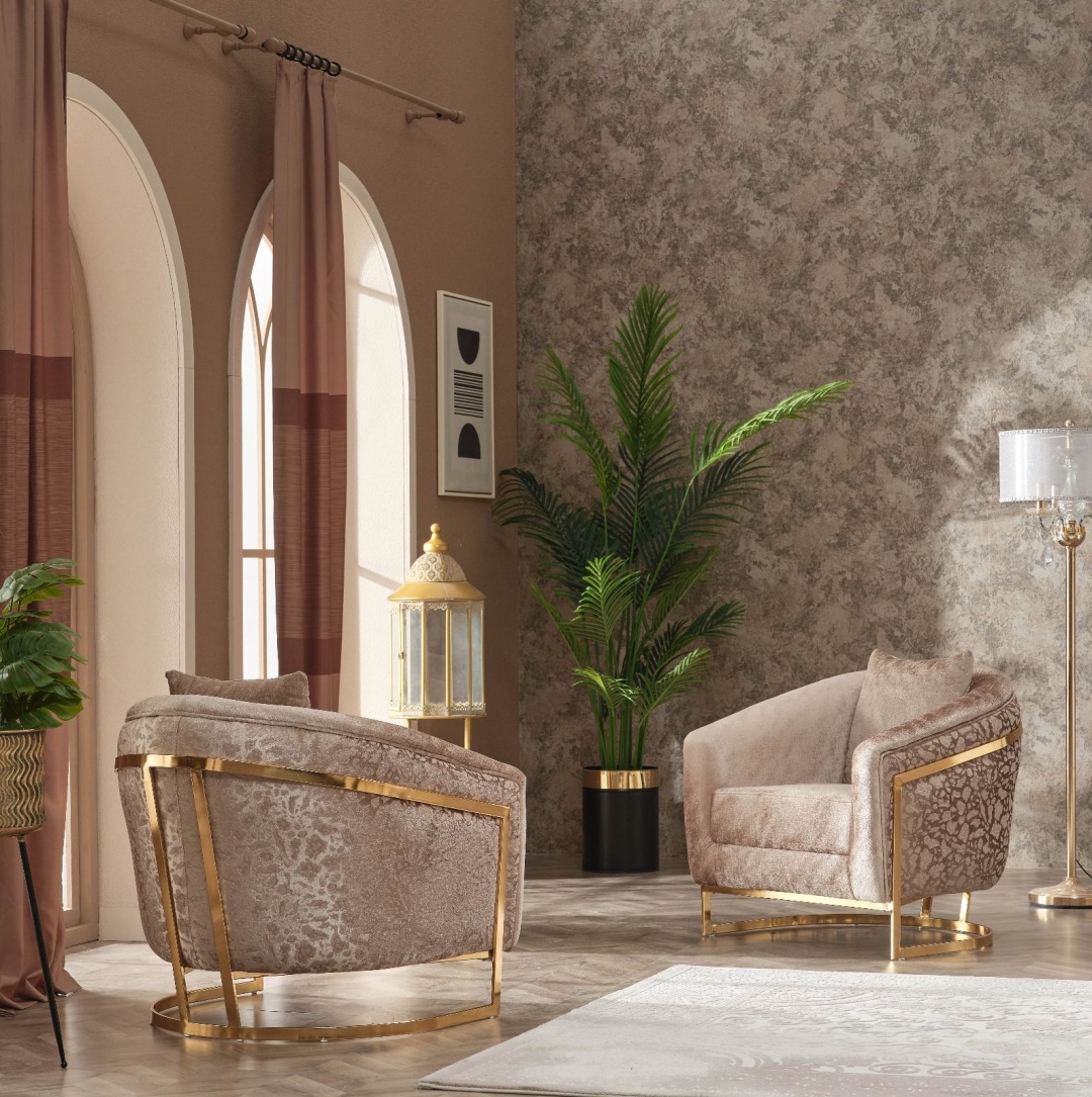 КВАНТ ELEGANCE диван прямой (2 кресла, диван прямой) обивка комбинированная, бежевый, коричневый