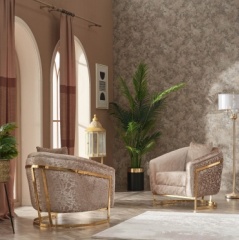 КВАНТ ELEGANCE диван прямой (2 кресла, диван прямой) обивка комбинированная, бежевый, коричневый1