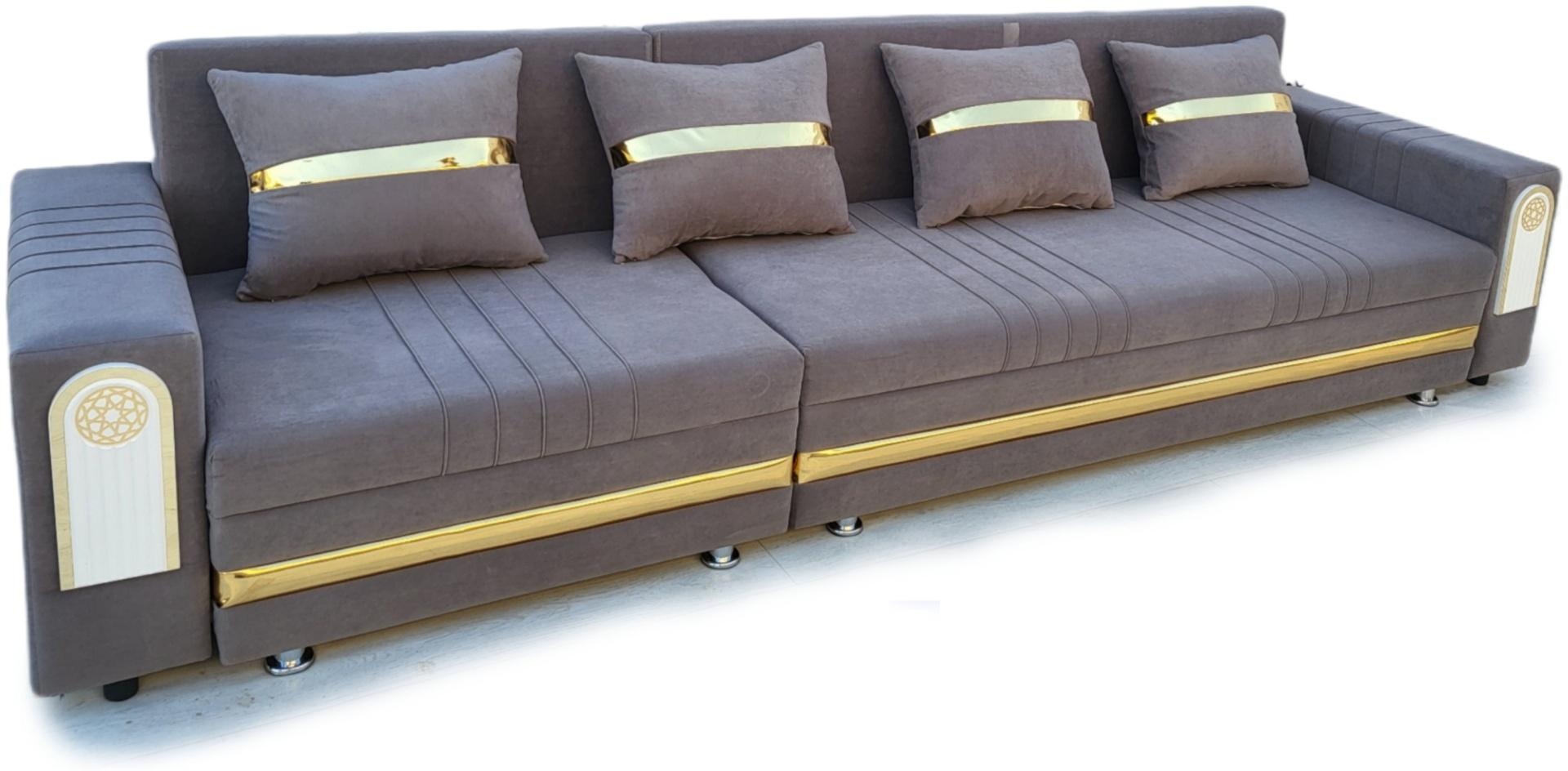 Nurjol 01 Home диван прямой Bereke, обивка микровелюр, 75х240х70 см, коричневый