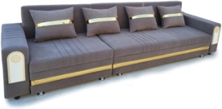 Nurjol 01 Home диван прямой Bereke, обивка микровелюр, 75х240х70 см, коричневый
