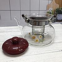 Заварочный стеклянный чайник для чая и кофе 900 ml (Cofee and tea), заварной чайник, чайник для плиты1