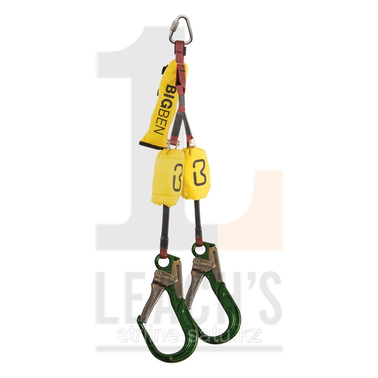 BIG BEN 2m Twin Retractable Lanyard with Large Green Alloy Scaffold Hooks / BIG BEN 2м Двойной втяжной строп с