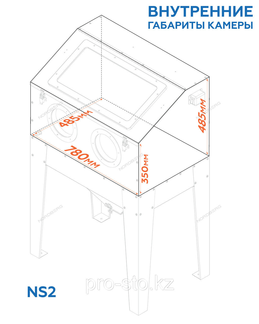 Камера пескоструйная фронтальная загрузка, 220 л NORDBERG NS2