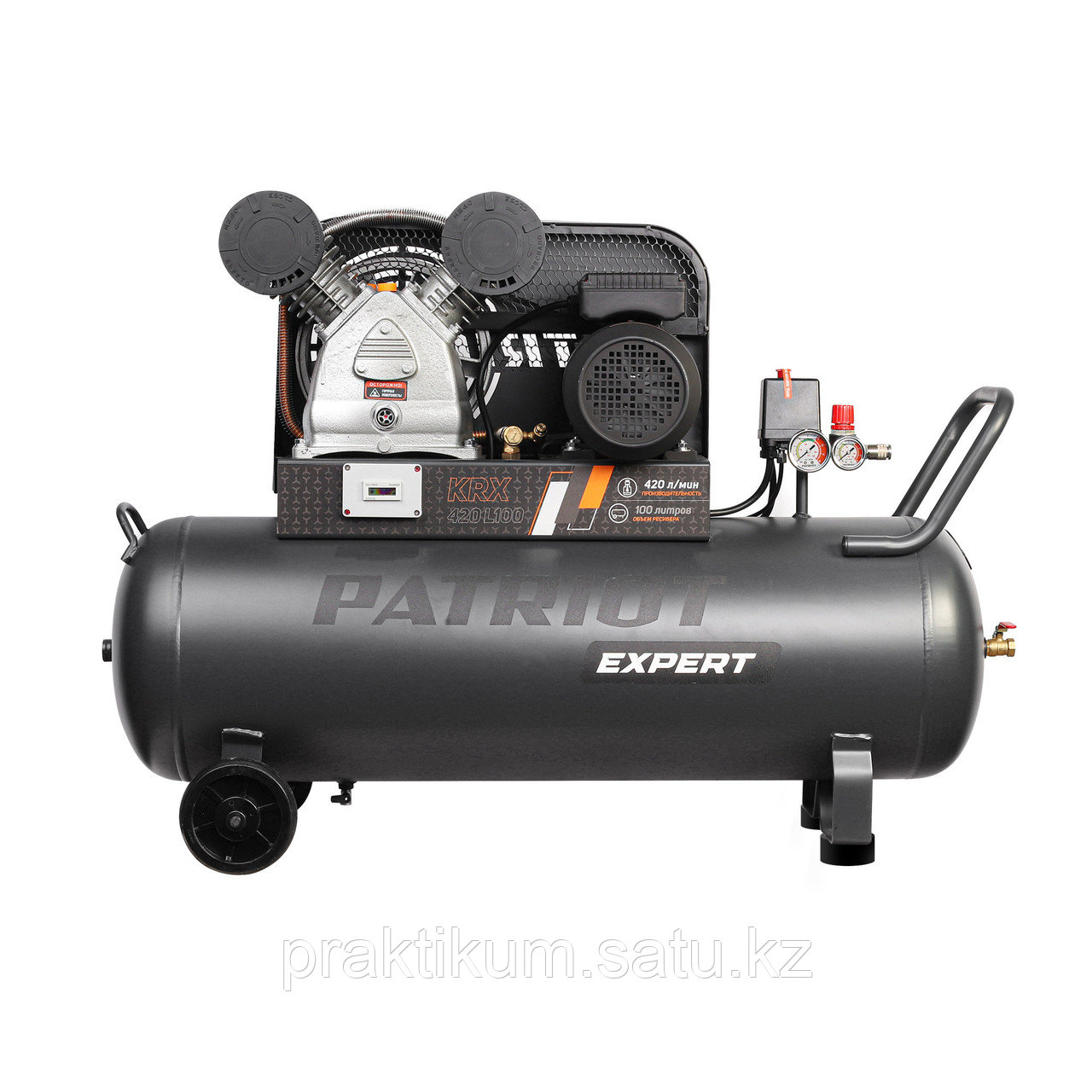 KRX 420 L100 PATRIOT Компрессор поршневой ременной 420 л/мин, 2,2 кВт, 10 атм, 100 л, кол-во