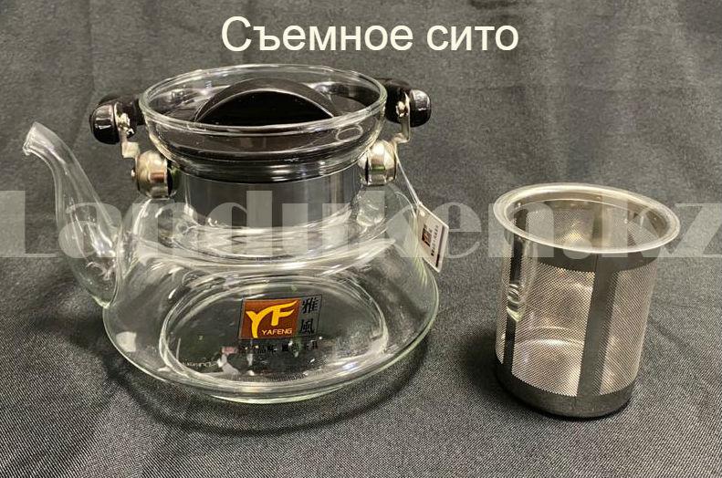 Чайник заварочный стеклянный с ситом из нержавеющей стали 800 мл (YF-6219)