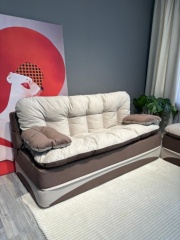 PRESTIGE MEBEL диван прямой Perinka, обивка велюр, 80х200х90 см, коричневый, бежевый