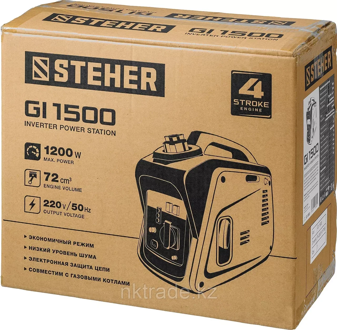GI-1500 генератор инверторный, 1200 Вт, STEHER