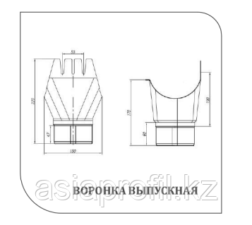 Воронка выпускная штампованная Ø100 мм 0,5 двусторонний RAL 9003 Белый