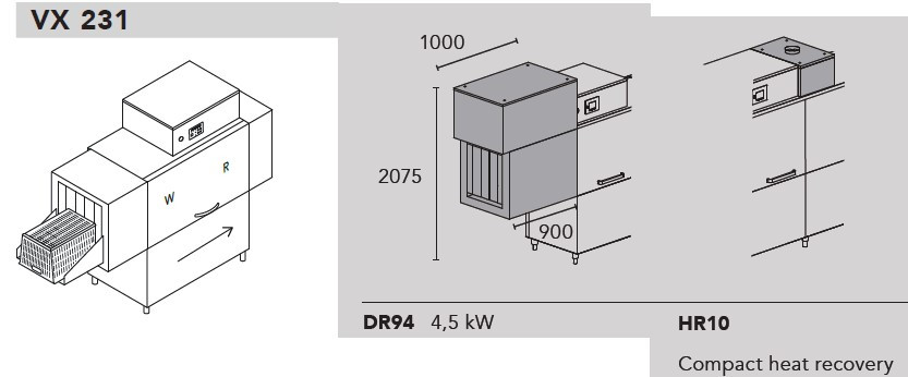 МАШИНА Д/МОЙКИ ЯЩИКОВ DIHR VX 231 DX+DR94+HR10+DDE