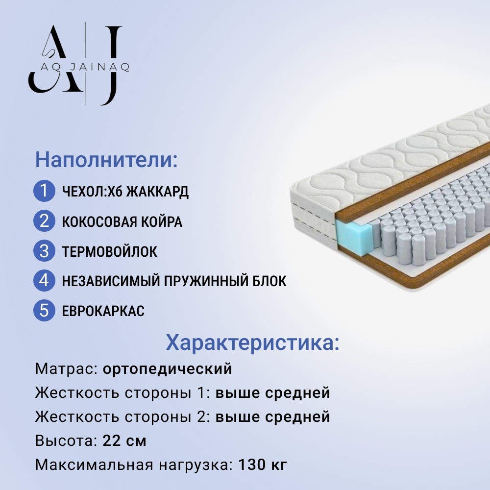 Матрас AQ JAINAQ Premium, 145x190x22 см, чехол жаккард