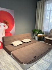 PRESTIGE MEBEL диван прямой Perinka, обивка велюр, 80х200х90 см, коричневый, бежевый4