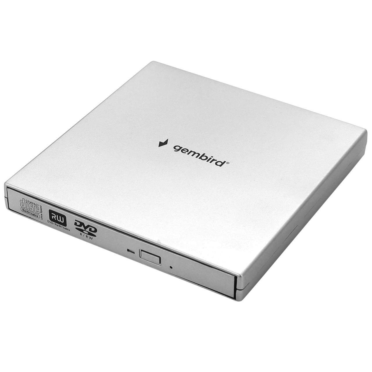 Внешний оптический привод Gembird DVD-USB-02-SV, Серебристый ,Ext DVD±R/RW/-RAM,±R9, CD-R/RW, USB2.0,silver,
