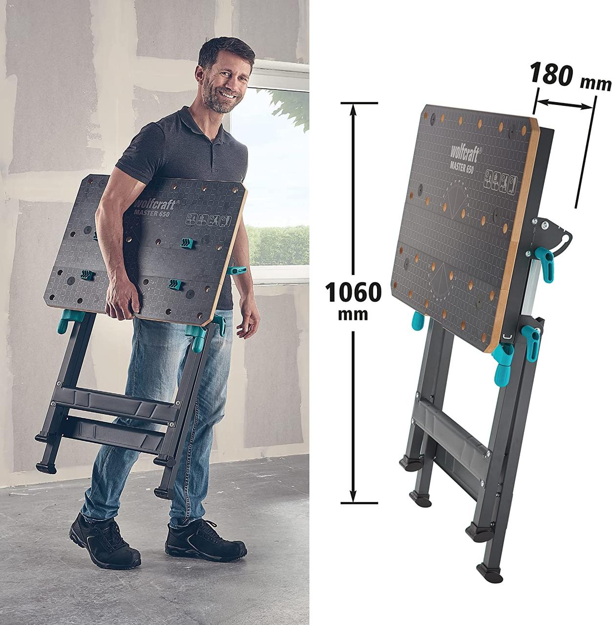 Верстак универсальный зажимной wolfcraft MASTER 650 Ergo 650x720x950мм 6870000