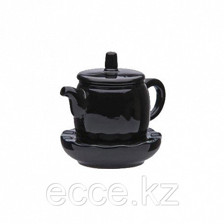 Чайник китайский с подставкой 300 мл, (в упак 1 шт) черная керамика арт.2504(BLK)