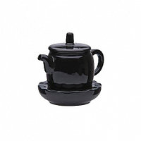 Чайник китайский с подставкой 300 мл, (в упак 1 шт) черная керамика арт.2504(BLK)