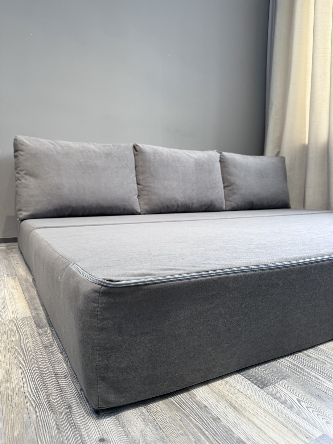 PRESTIGE MEBEL бескаркасный диван Престиж, обивка ткань, 80х220х120 см, серый