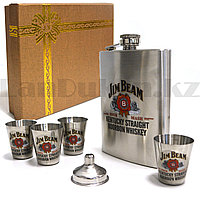 Мужской набор Jim Beam (фляга 240 мл (8oz) 4 рюмки воронка) в подарочной коробке 9008