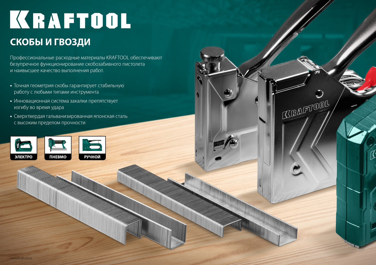 KRAFTOOL тип 18GA (55/90/C) 20 мм, 5000 шт, скобы для степлера (31789-20)