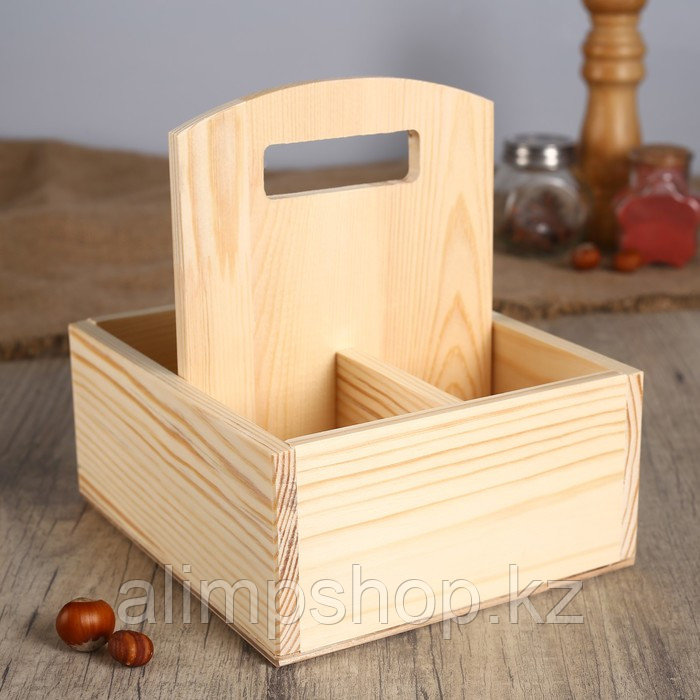 Салфетница деревянная «Комбо», 3 отделения, 19×17×8.5 см, сосна