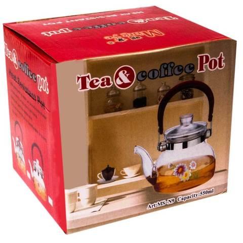 Чайник заварочный стеклянный с фильтром Tea and coffee Pot (550 мл)
