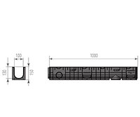 Водоотводный пластиковый лоток с чугунной решеткой и креплением в комплекте DN100 H150.