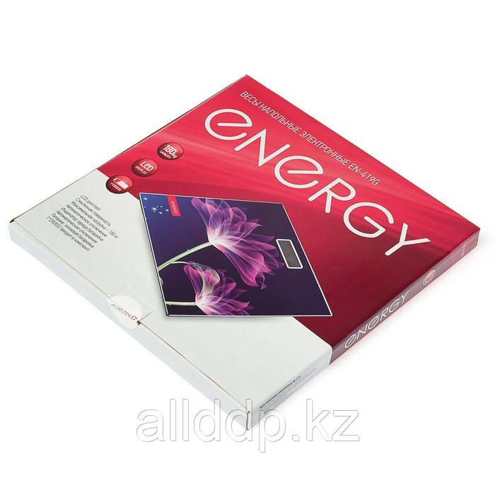 Весы напольные ENERGY EN-419G, электронные, до 180 кг, 1хCR2032, стекло, картинка "цветы"