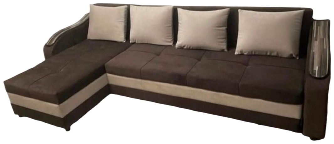 Nurjol 01 Home диван угловой SHANYRAQ, обивка текстиль, 90х280х80 см, коричневый, бежевый