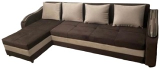 Nurjol 01 Home диван угловой SHANYRAQ, обивка текстиль, 90х280х80 см, коричневый, бежевый